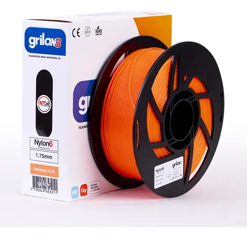 Filamento 3d Nylon 6 Grilon3 De 1.75mm Y 1kg Naranja Flúo