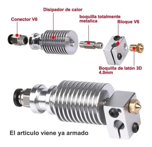 Hotend 12v Creality Tipo E3d V6 Triple Fan Completo Cableado