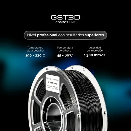Filamento Pla+ High Speed Gst3d Cosmos 1kg 1.75mm Gris