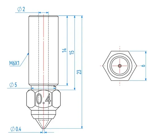 Nozzle Pico Creality K1 Ender3 V3 Ke Bimetal Cobre Acero End
