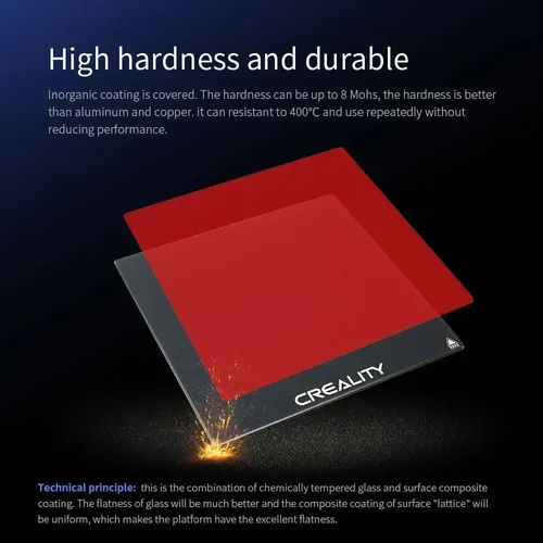 Cama Creality Vidrio Carborundum 235x235mm Ender 3