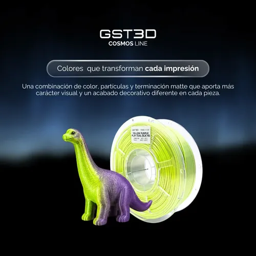 Filamento Pla+ Silk Dual Color High Speed Gst3d Cosmos 1kg Negro – Purpura
