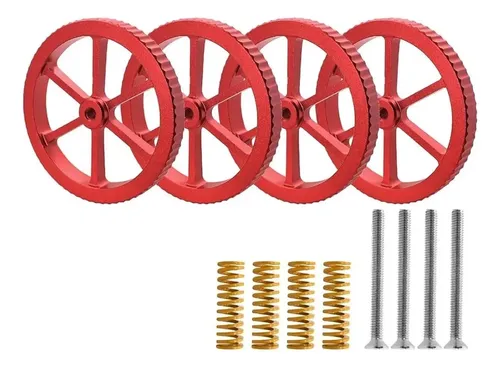 Tuercas Niveladoras Aluminio Rojas Con Resortes Y Tornillos