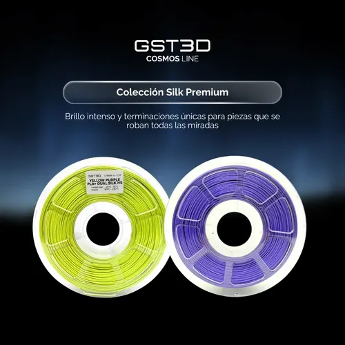 Filamento Pla+ Silk Dual Color High Speed Gst3d Cosmos 1kg Negro – Purpura