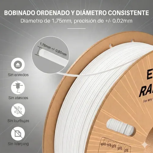 Filamento Rapid Pla Plus Elegoo Diámetro 1,75mm 1kg 600 Mm/s Color Negro