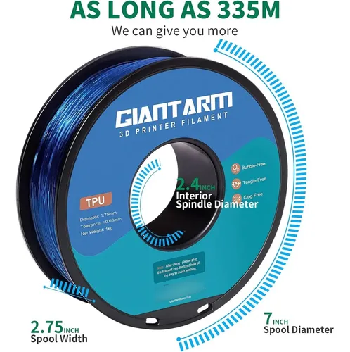 Filamento Tpu Flexible Azul 1 75mm 1kg Para Impresora 3d