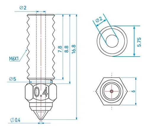 Pico Boquilla Creality Bimetal Ac Endu Ender 3 V3 Se Ender 5