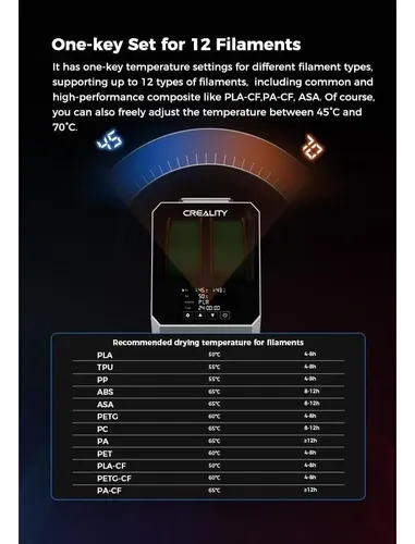 Secador De Filamento Creality Space Pi Plus 1.75/2.85/3mm