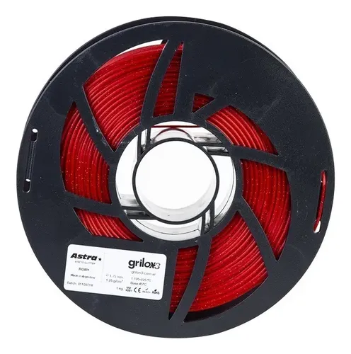 Filamento 3D PLA Grilon3 1.75mm Rojo Roby 1kg Astra Glitter