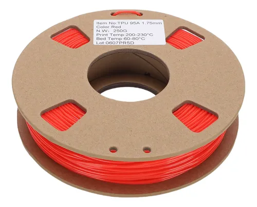 Filamento De Impresora 3d Rojo Rojo 95a, 250 G, 1,75 Mm, Tpu