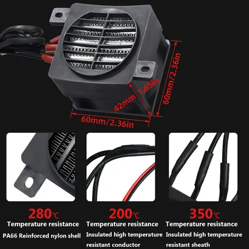 Calefactor De Ventilador Ptc Ptcyidu 110 V 200 W Cerámico Ne