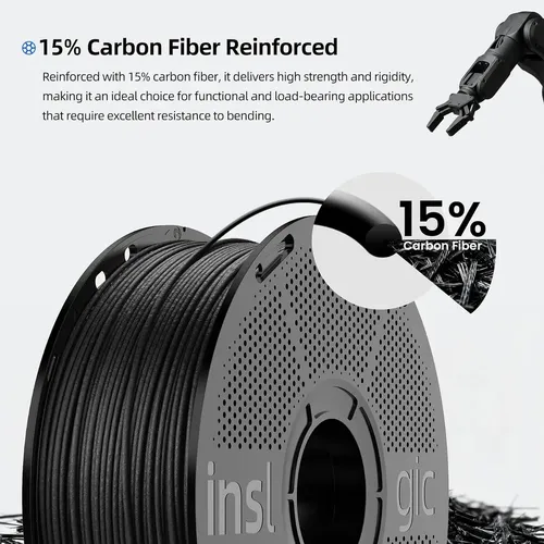 Filamento Pla Fibra Carbono Negro 1 75mm 1kg Resistente Negr