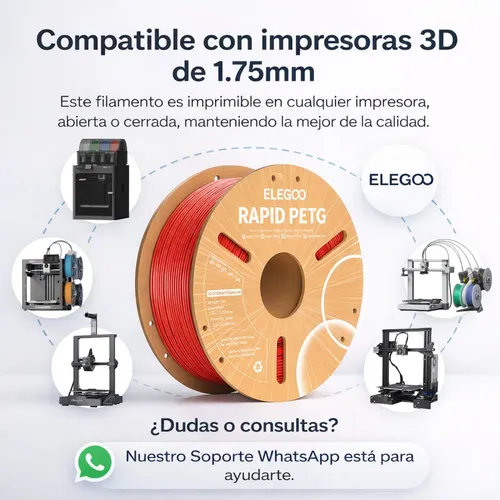 Filamento 3d Rapid Petg 1.75mm 600mm/s Elegoo 1kg | Transparente