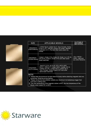 Mesa Magnetica Flexible Pei 235×235 Acero Doble Cara Textura