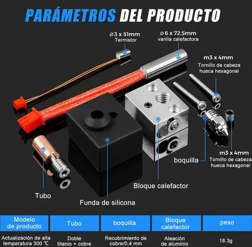 Kit Hotend Bloque Calentador 300 °c S1 Pro Cr 24v
