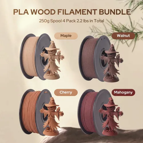 Paquete De Filamentos Semdon Wood Pla De 1,75 Mm, 250 G X 4