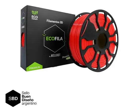 Filamento PLA 1.75mm Rojo Hellbot Ecofila 1kg Impresión 3D