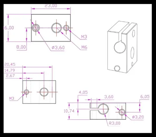Bloque Calefactor Alta Calidad Hotend V6 E3d Impresora 3d