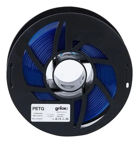 Filamento Petg 1.75mm 1kg Azul Translúcido Grilon3 Impresora 3D