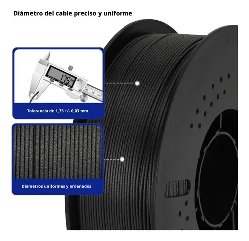Filamento 3d Petg Fibra De Carbono Negro Alta Resistencia