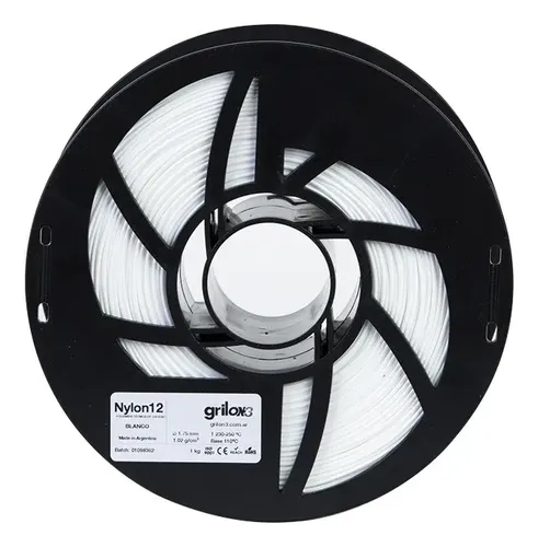 Filamento 3D Grilon3 Nylon 12 de 1.75mm y 1kg blanco