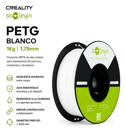 Filamento Creality Soleyin Basic Petg Negro 1.75mm 1kg Eco Negro