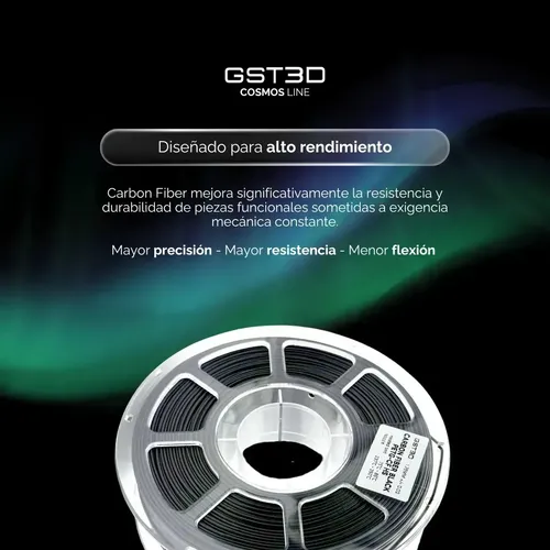 Filamento Gst3d Cosmo 1.75 Mm Fibra De Carbono 1 Kg Negro