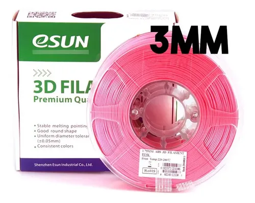 Filamento Abs+ Esun 3mm Impresora 3d Rosa