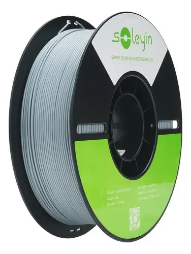 Filamento 3D PLA Soleyin Gris 1.75mm 1kg Impresora Ultra Adherente