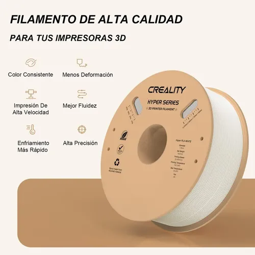 Creality Filamento Hyper Fast Pla 1,75mm 1kg Blanco
