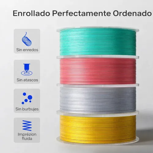 Filamento 3d Pla Silk 1,75mm X 1kg Elegoo Color Gris Plata