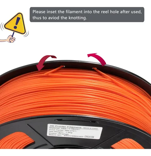 Filamento Para Impresora 3d Isanmate Asa, 1,75 Mm, Naranja,