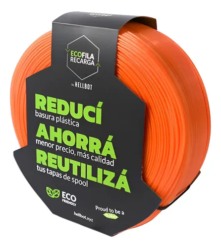 Filamento 3D Hellbot PLA Recarga de 1.75mm y 1kg naranja