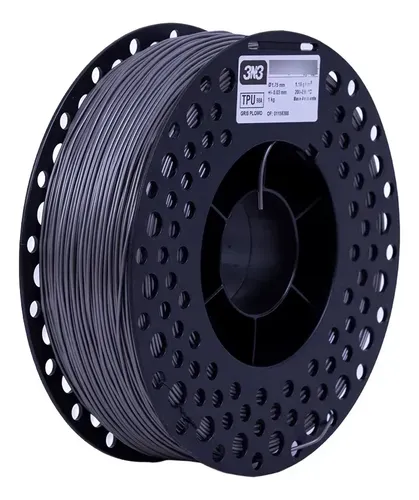 Filamento 3d 3n3 Tpu 1.75mm 1kg Flex Flexible Impresora 3d Gris