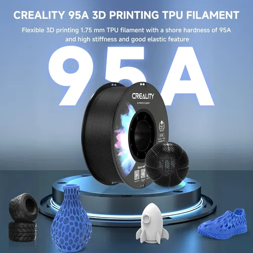Filamento De Tpu Creality, 1,75 Mm, 1 Kg, Impresión 3d Flexi Negro