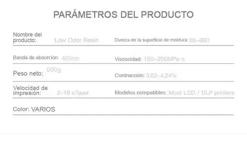 Resina Creality Lcd Blanca Low Odor 500gr Blanco