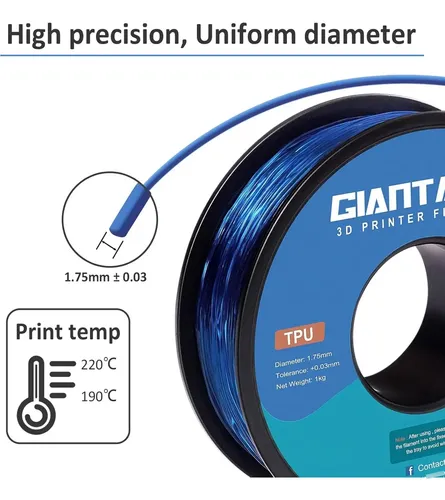 Filamento Tpu Flexible Azul 1 75mm 1kg Para Impresora 3d