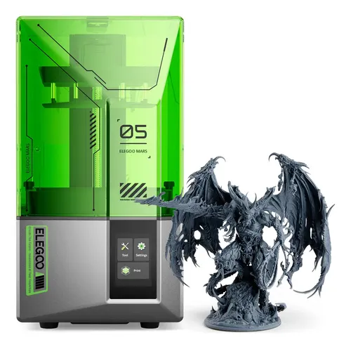 Impresora 3D Elegoo Mars 5 color verde con tecnología de impresión SLA
