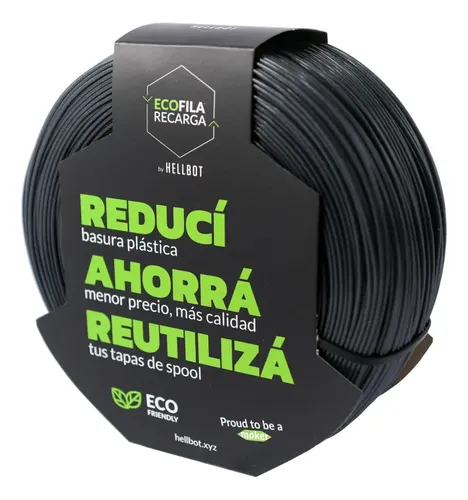 Filamento PLA Hellbot Ecofila Recarga 1.75mm 1kg Gris Grafito