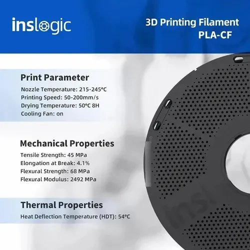 Filamento Pla Fibra Carbono Negro 1 75mm 1kg Resistente Negr