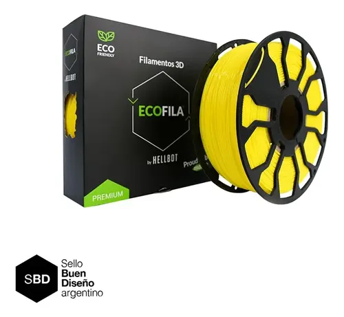 Filamento PLA Hellbot Ecofila de 1.75 mm para Impresora 3D, Amarillo 1 kg