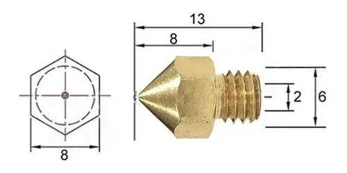 Nozzle Mk8 Bronce Pico Hotend 1.75mm 3d Varias Medidas