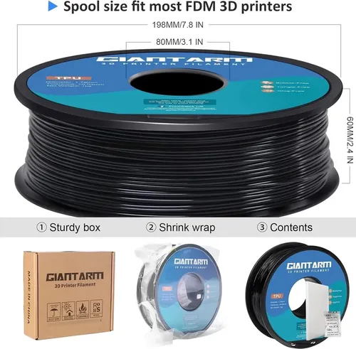 Filamento Tpu Flexible Negro 1 75mm Para Impresora 3d 1kg