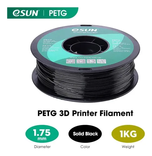 Filamento Petg Negro Esun 1,75 Mm, 1 Kg Para Impresión 3d