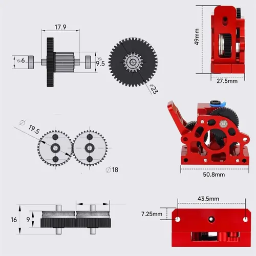 Extrusor Hgx-lite Directo Aluminio Ender 3 Cr10 Plateado