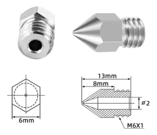 Nozzle 0.8mm Pico Acero Inoxidable Mk8 Ender *capas3d*