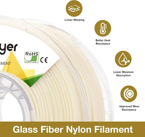 Filamento Nylon Pa6 Con Fibra De Vidrio Blanco 3d