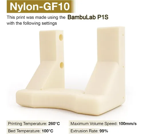 Filamento Nylon Pa6 Con Fibra De Vidrio Blanco 3d