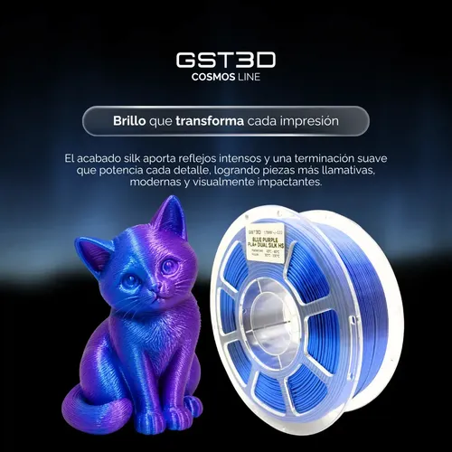 Filamento Pla+ Silk Dual Color High Speed Gst3d Cosmos 1kg Negro – Purpura